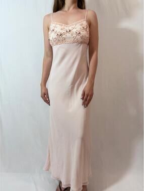 Light Pink Vintage Morgan & Co. Floral Embroidered Evening Gown